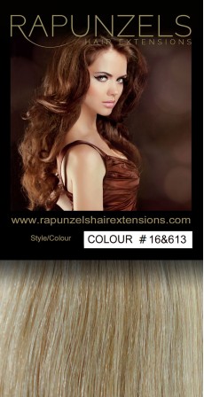 100 Gram 20" Clip In Hair Extensions Colour #16&613 Caramel Blonde & Bleach Blonde Mix (7 p/c Full Head)